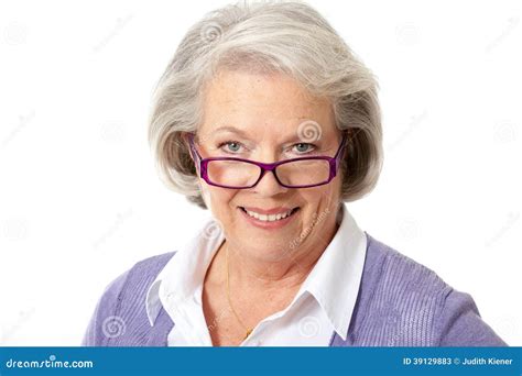 Older woman with glasses stock image. Image of eyes, senior - 39129883