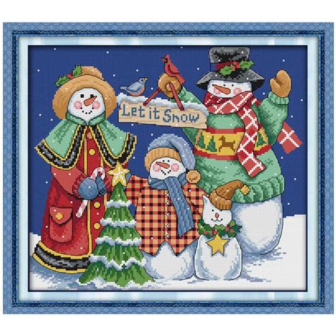 Christmas Snowman Patterns Counted Cross Stitch 11CT 14CT Cross Stitch Set Wholesale Cross ...