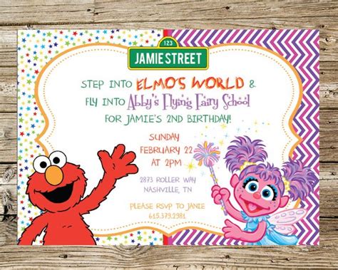 Elmo and Abby Birthday Party Invitation