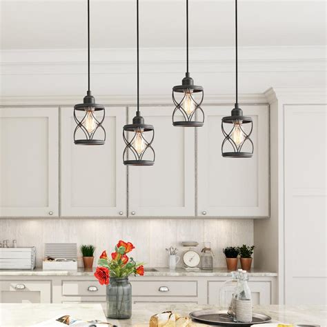 LNC Modern Farmhouse Gray Mini Pendant Light with Dark Pewter Geometric ...