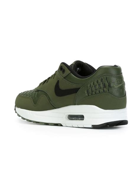 Nike 'air Max 1' Woven Sneakers in Green for Men | Lyst