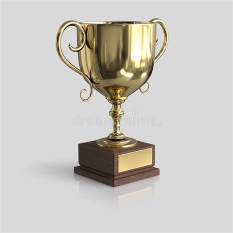 Isolated Gold Trophy on an Unmarked Light Background with Reflection Stock Illustration ...