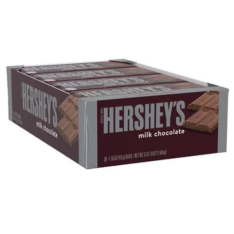 HERSHEY'S Milk Chocolate Candy Bars, 1.55 oz, 36 count box