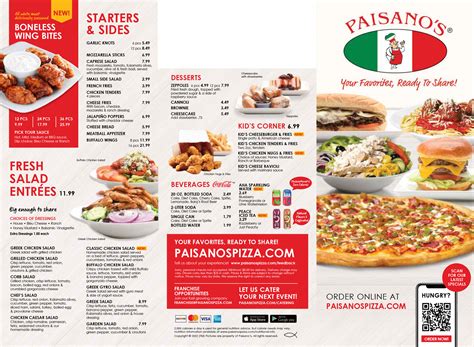 Menu - Welcome Paisano's Pizza Restaurant