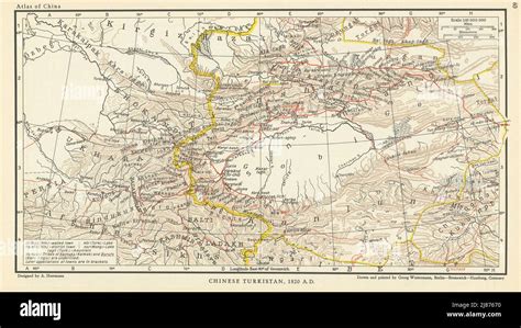 Chinese Turkistan 1820 AD. Western China & Central Asia. Kazakhstan 1935 map Stock Photo - Alamy