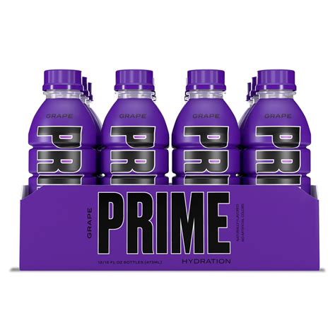 Prime Hydration with BCAA Blend for Muscle Recovery Grape (12 Drinks, 16.9 Fl Oz. Each ...