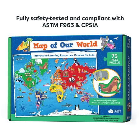 Buy World Map Puzzle for Kids - 75 Piece - World Puzzles With Continents - Childrens Jigsaw ...