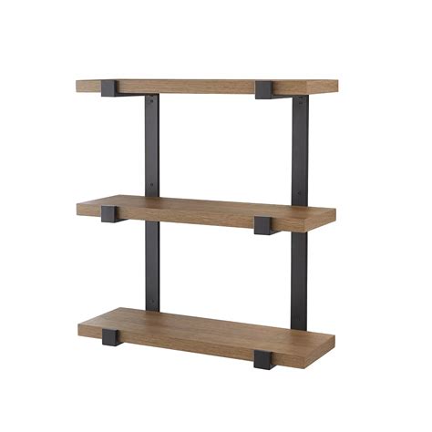 Home Decorators Collection Theo 24in 3 Tier Wall Shelf in Oak Finish ...