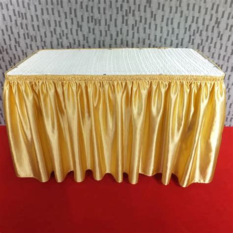 gold Satin hotel table skirting wavy design for weddings,banquets|gold ...