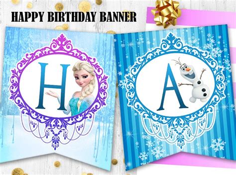 Frozen Elsa Birthday Banner Printable Digital Birthday Banner - Etsy UK