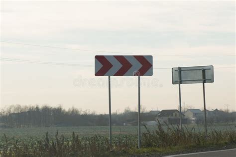 Traffic Sign Board Red Arrows Stock Photo - Image of white, warning: 104950112