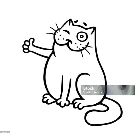 The Cat Approves And Shows A Thumbsup Stock Illustration - Download ...