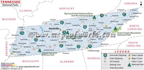 Tennessee National Parks Map | National parks map, Tennessee state ...