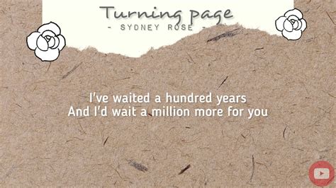 Sydney Rose - Turning Page ( Lyrics Video) - YouTube