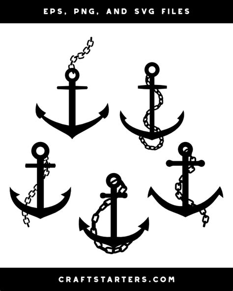 Anchor and Chain Silhouette Clip Art