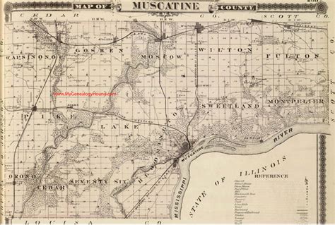 Muscatine County, Iowa 1875 Map