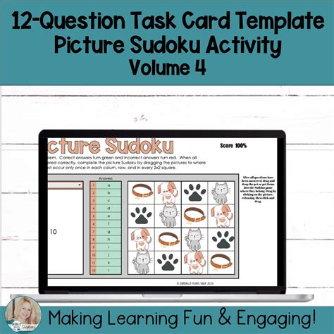 Editable Self-Checking Task Card Template Digital Activity Picture Sudoku Vol.4 | Made By Teachers