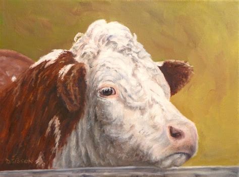 Daily Painting Projects: Hereford Face Oil Painting Cow Art Farm Animal ...