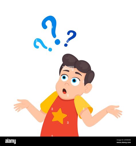 Little doubt boy kid asking question flat style design vector ...