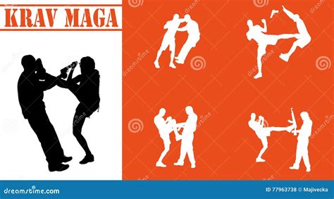 Krav Maga Silhouettes. Two Abstract Fighters Pictogram Cartoon Vector | CartoonDealer.com #169975525