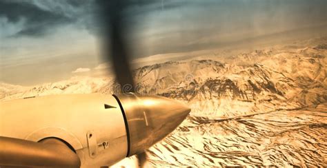 Vintage Picture - Airplane Fly Over Mountains Stock Photo - Image of aircraft, aviation: 23820532