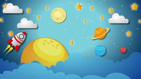 Cartoon Background - Space Ship and Planets 3439676 Stock Video at Vecteezy