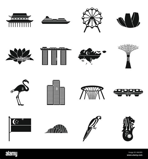 Singapore icons set, simple style Stock Vector Image & Art - Alamy