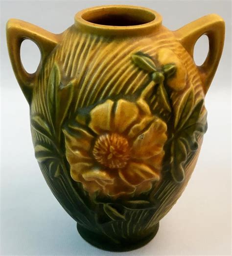 Sold Price: Vintage c. 1942 Roseville Pottery Peony Yellow 58-6" Two ...