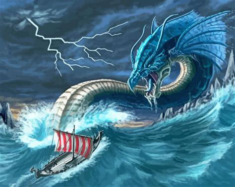 Leviathan Sea Serpent Painting | Art Of Paint By Numbers