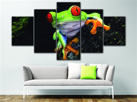 Cute Frog Canvas Art 5 Panels Frog Wall Art Red Eyed Frog | Etsy