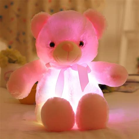 Creative Light Up LED Bear Soft Stuffed Animals Plush Toy Colorful Luminous Glowing Bear Dolls ...