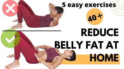 Five Easy Exercises To Reduce Belly Fat At Home for Women Over 40/ No Crunches - YouTube