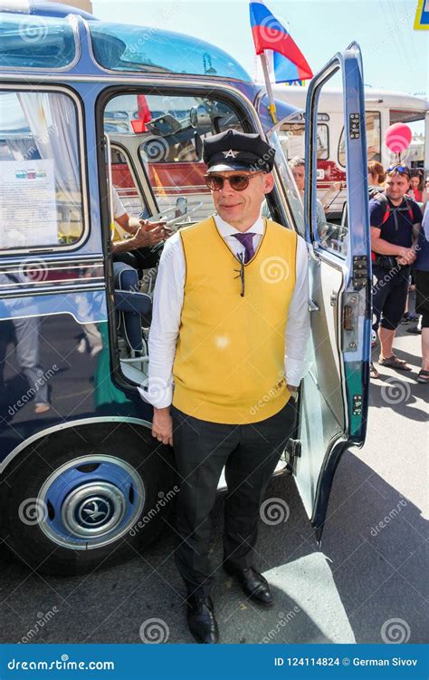 The Driver in Uniform at the Bus. Editorial Stock Image - Image of soviet, diversity: 124114824