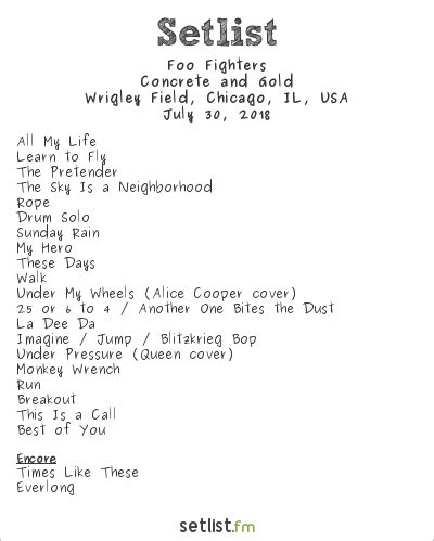 Foo Fighters Tour 2022 Setlist - World Tour 2022