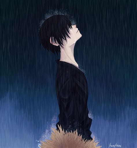 Sad Anime Boy In The Rain