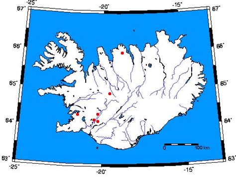 Locations of Iceland geyser basins