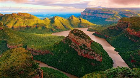 nature, Landscape, Mountain, Trees, Clouds, Bird's Eye View, Forest, South Africa, Canyon, River ...