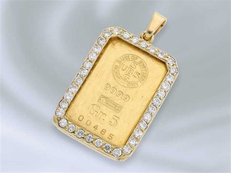 Trailer: rare diamond/gold ingot pendant, 5g fine gold Union Bank of ...