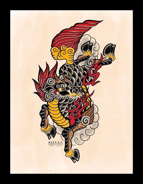 8x10 Chinese Qilin / Japanese Kirin Traditional Tattoo | Etsy ...