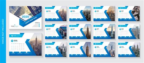 Blue Angle Design Corporate Desk Calendar Template 692077 Vector Art at ...