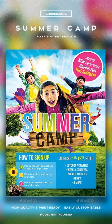 Summer Camp Flyer/Poster | Kids poster, Summer camp, Camping activities for kids