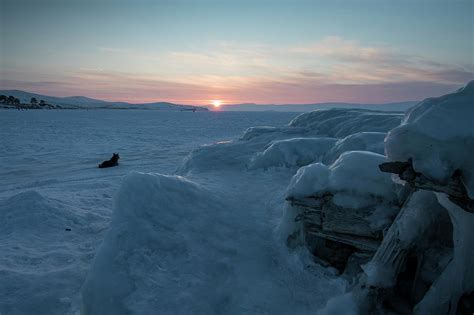 Lake Baikal In Winter At Sunset Photograph by Nestor Rodan