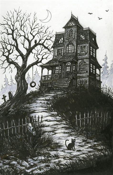 Haunted House - Etsy Canada | Haunted house drawing, Halloween artwork, Haunted house pictures