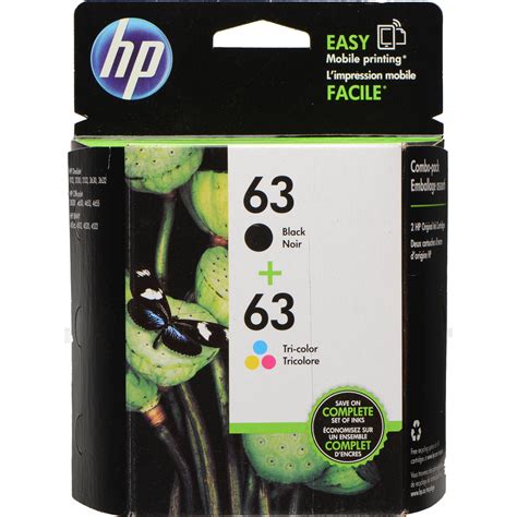 HP 63 Tri-Color/Black Ink Cartridge Pack L0R46AN#140 B&H Photo