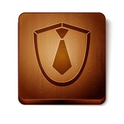 Brown Tie Icon Isolated On White Background Necktie And Neckcloth Symbol Wooden Square Button ...