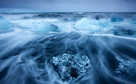 Wallpaper Arctic landscape, icy sea, into blocks of sea ice, cold blue 1920x1200 HD Picture, Image