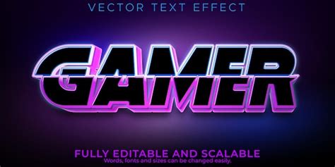 Free Vector | Editable text effect gamer, 3d esport and neon font style