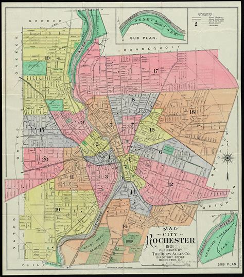 Vintage Map of Rochester NY - 1901 Drawing by CartographyAssociates ...