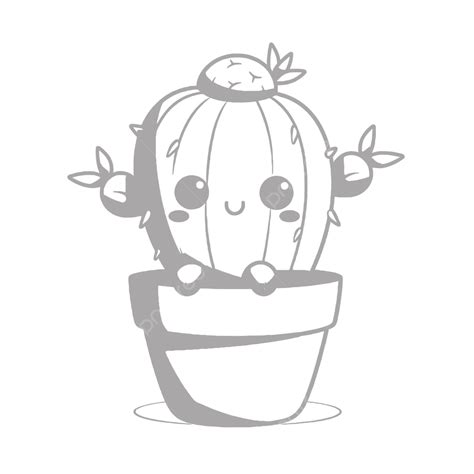 Cute Kawaii Cactus Coloring Pages Outline Sketch Drawing Vector, Kawaii ...