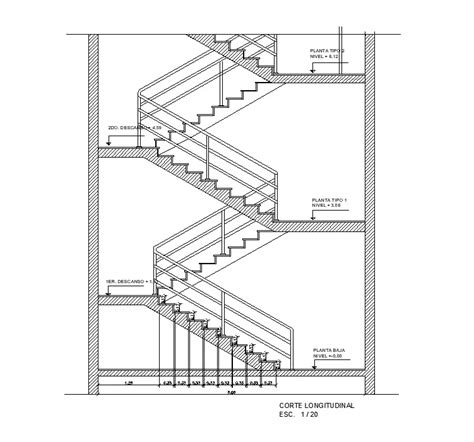 Longitudinal section view of fire ladder stair detail is given in this autocad dwg drawing file ...